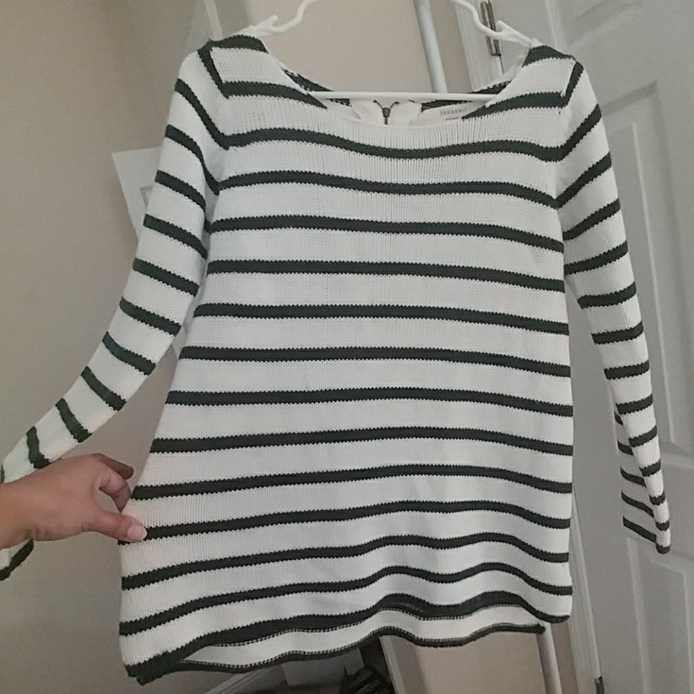 Zara Knit green and white sweater - Picture 6 of 8